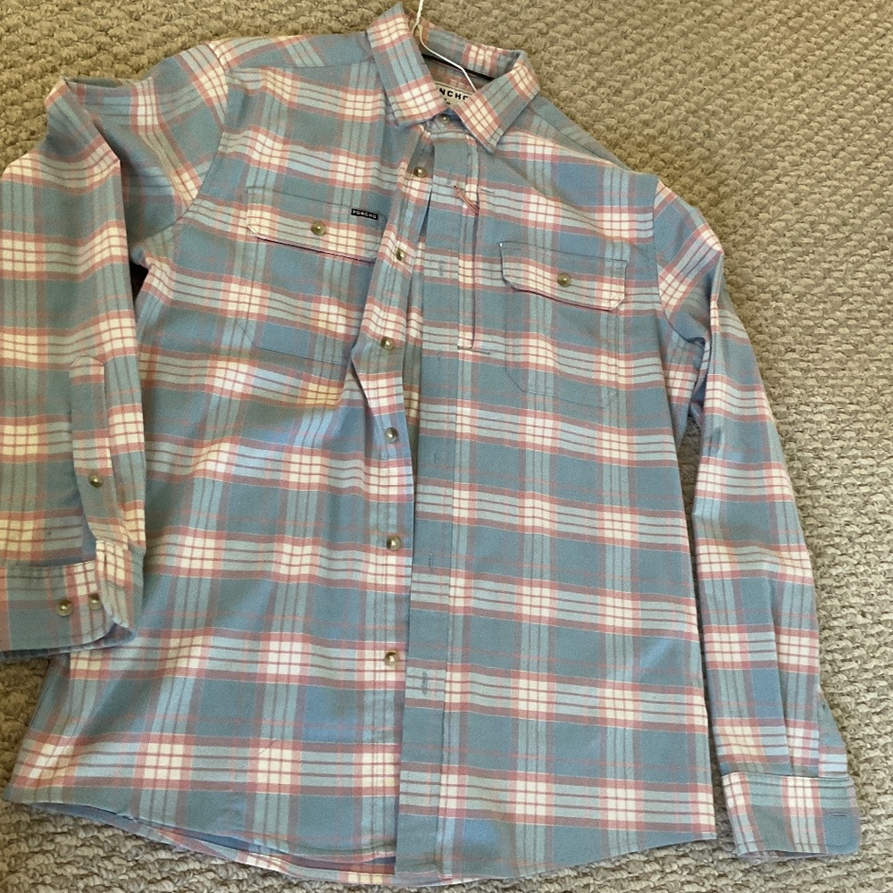 Men’s poncho shirt flannel medium slim “‘the madaket”